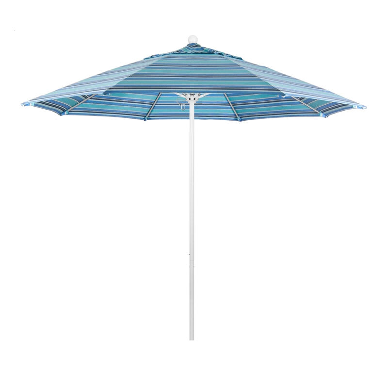 California Umbrella Venture 9' White Market Umbrella in Dolce Oasis