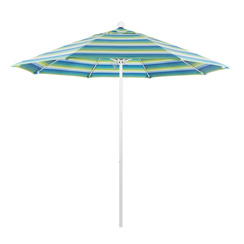 California Umbrella Venture 9' White Market Umbrella in Seaside