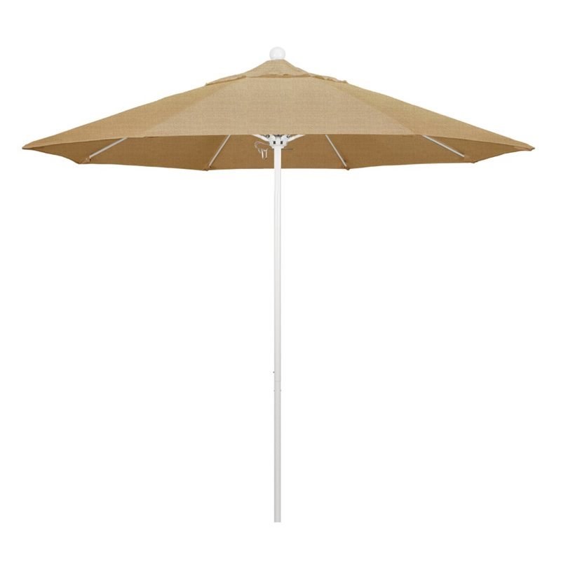 California Umbrella Venture 9' White Market Umbrella in Linen
