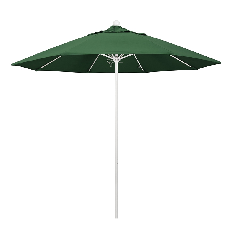 California Umbrella Venture 9' White Market Umbrella in Green