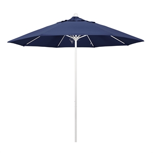California Umbrella Venture 9' White Market Umbrella in Navy Blue