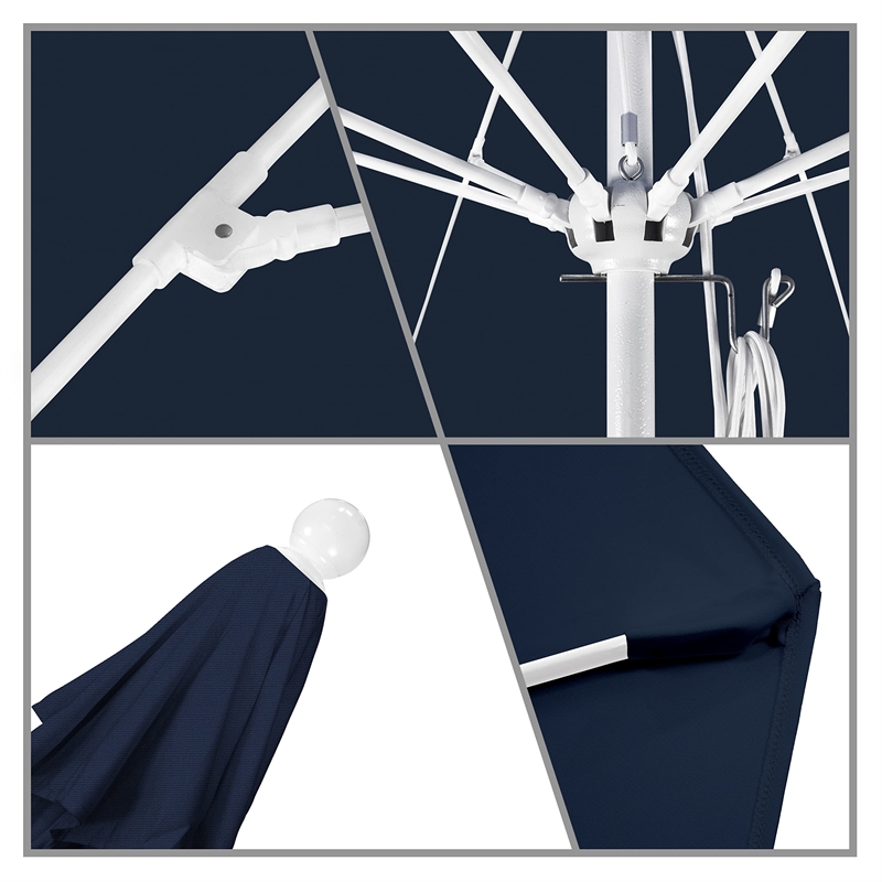 California Umbrella Venture 9' White Market Umbrella in Navy Blue