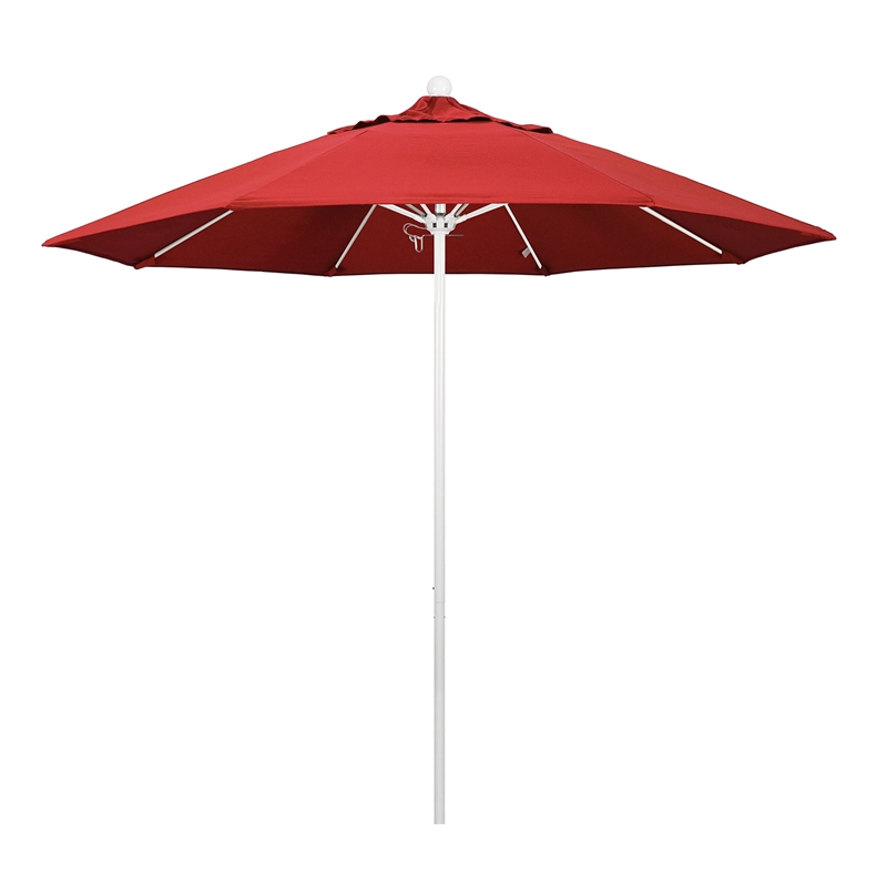 California Umbrella Venture 9' White Market Umbrella in Red
