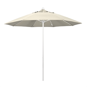 California Umbrella Venture 9' White Market Umbrella in Beige