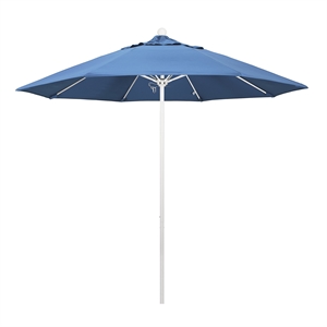 California Umbrella Venture 9' White Market Umbrella in Frost Blue