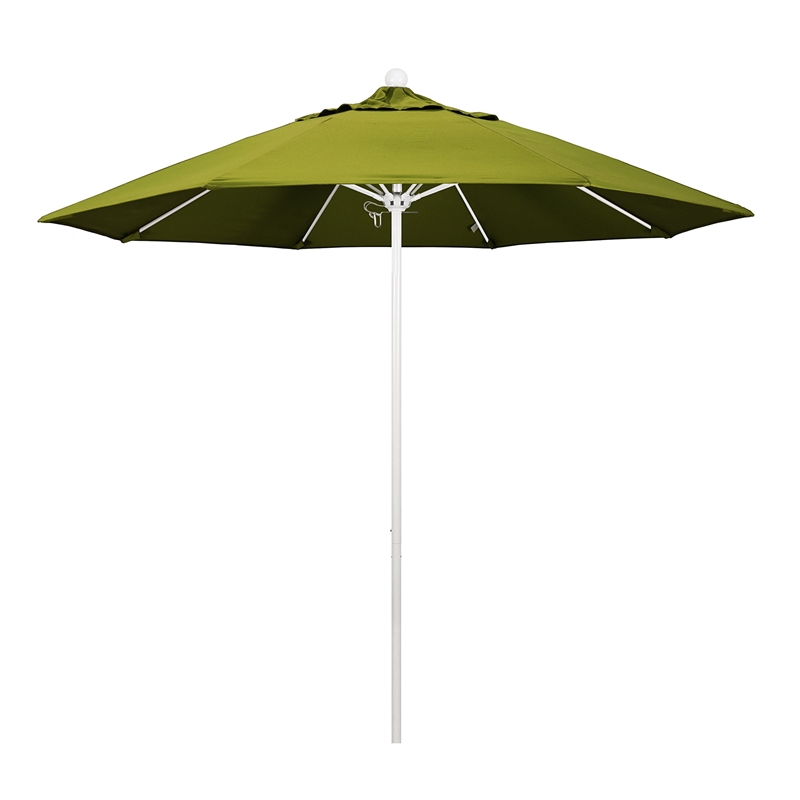 California Umbrella Venture 9' White Market Umbrella in Kiwi