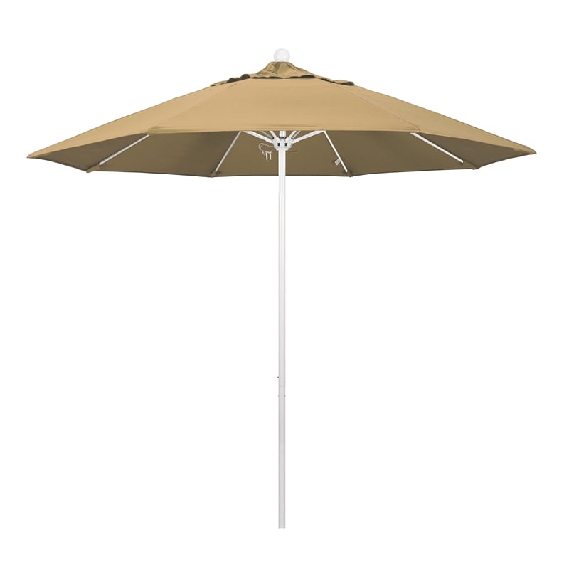 California Umbrella Venture 9' White Market Umbrella in Champagne