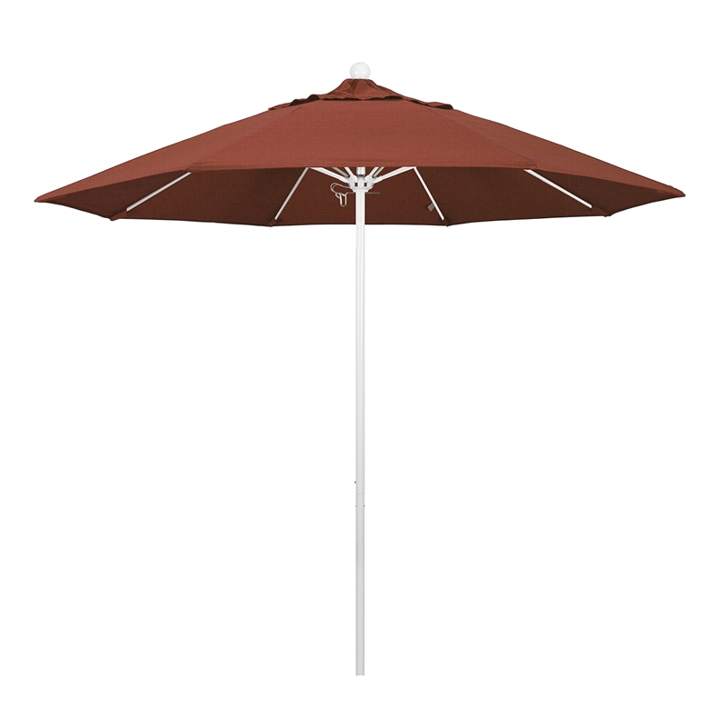 California Umbrella Venture 9' White Market Umbrella in Terracotta