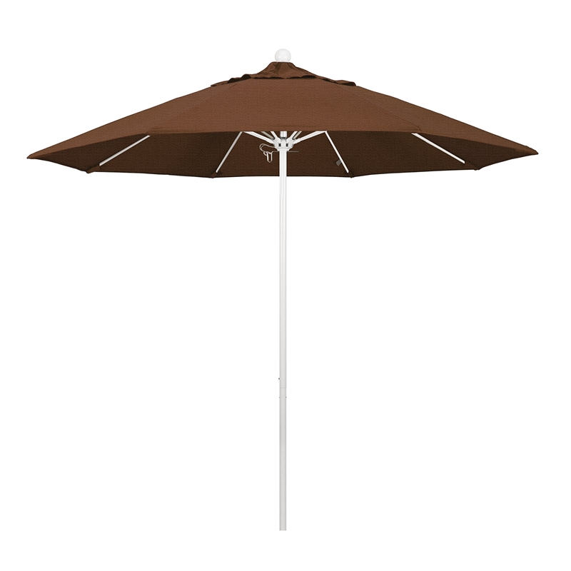 California Umbrella Venture 9' White Market Umbrella in Teak