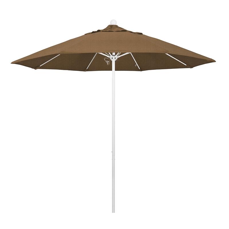 California Umbrella Venture 9' White Market Umbrella in Sesame