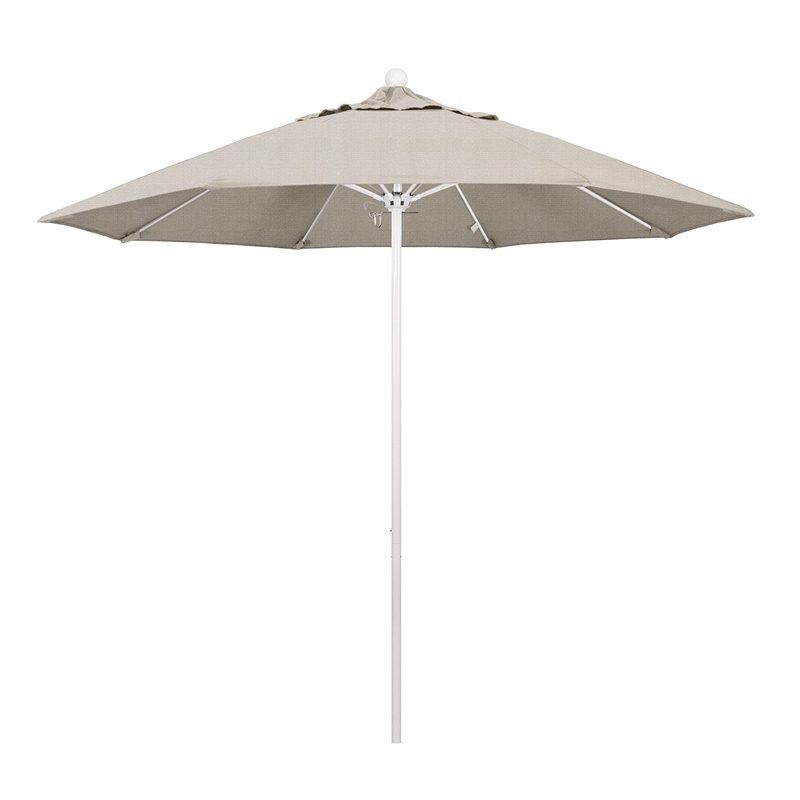 California Umbrella Venture 9' White Market Umbrella in Granite