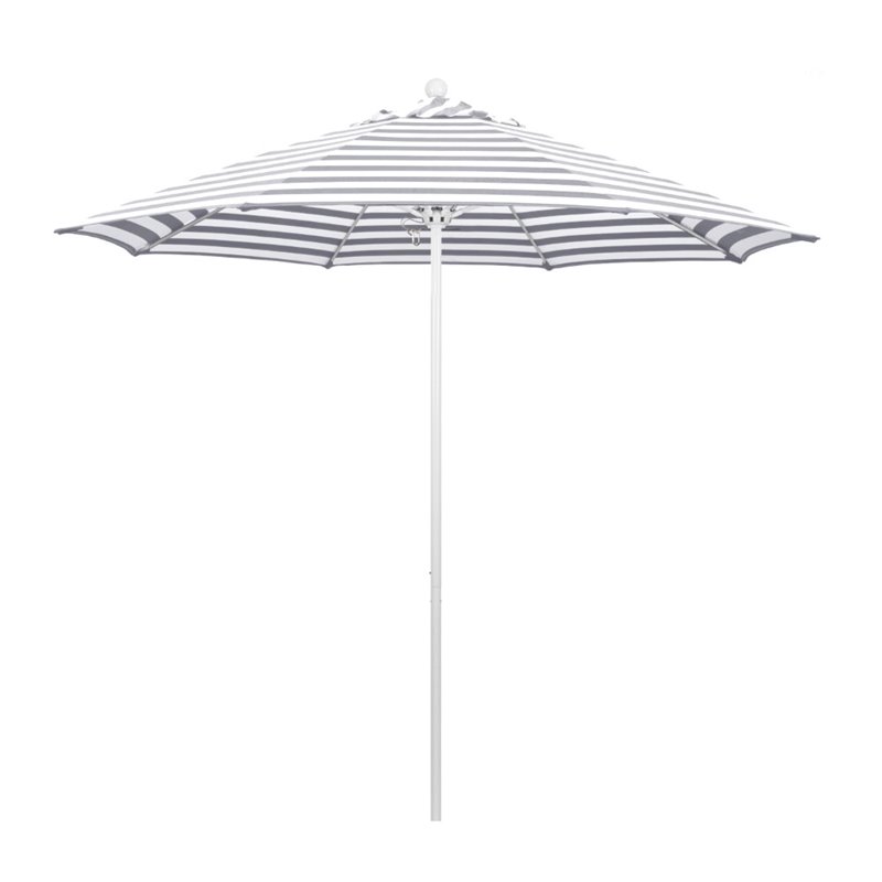 California Umbrella Venture 9' Market Umbrella - Olefin Gray Stripe/Matted White