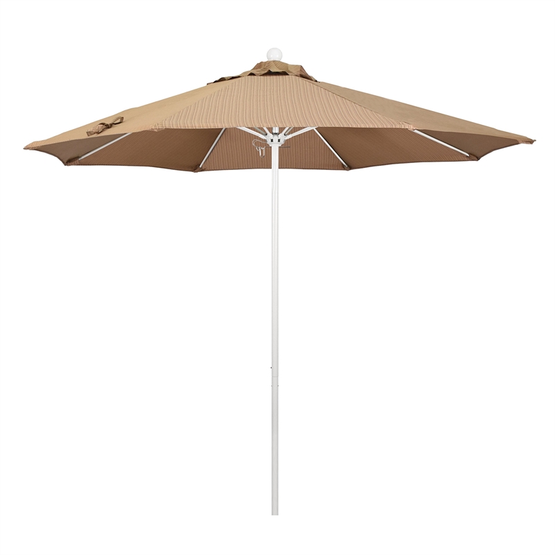 California Umbrella Venture 9' White Market Umbrella in Sequoia