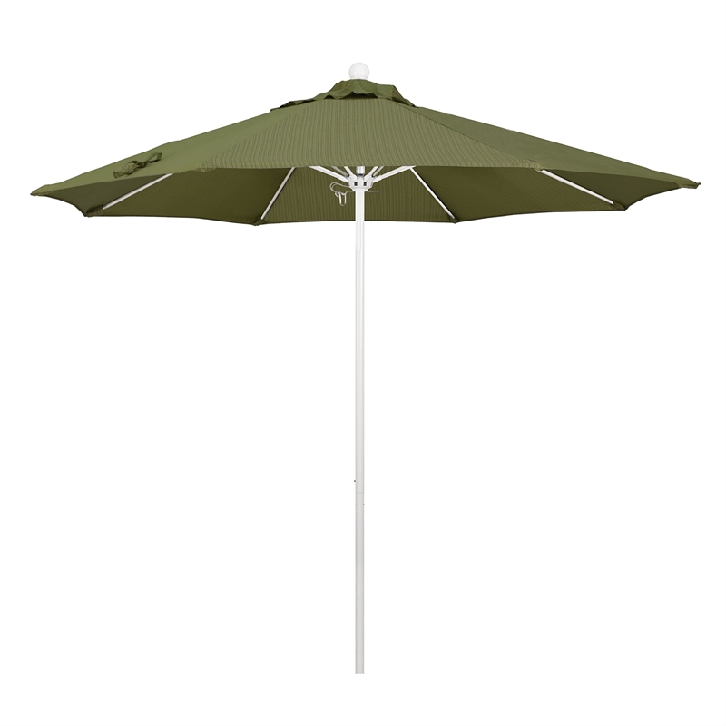 California Umbrella Venture 9' White Market Umbrella in Fern