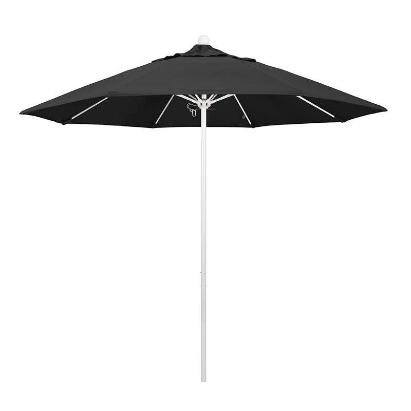 California Umbrella Venture 9' White Market Umbrella in Black