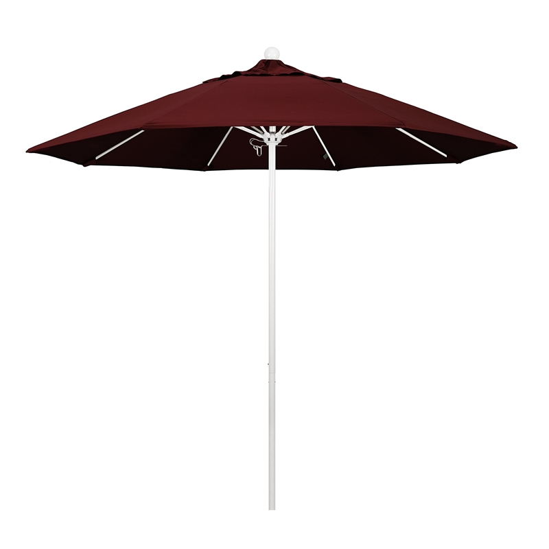 California Umbrella Venture 9' White Market Umbrella in Burgundy