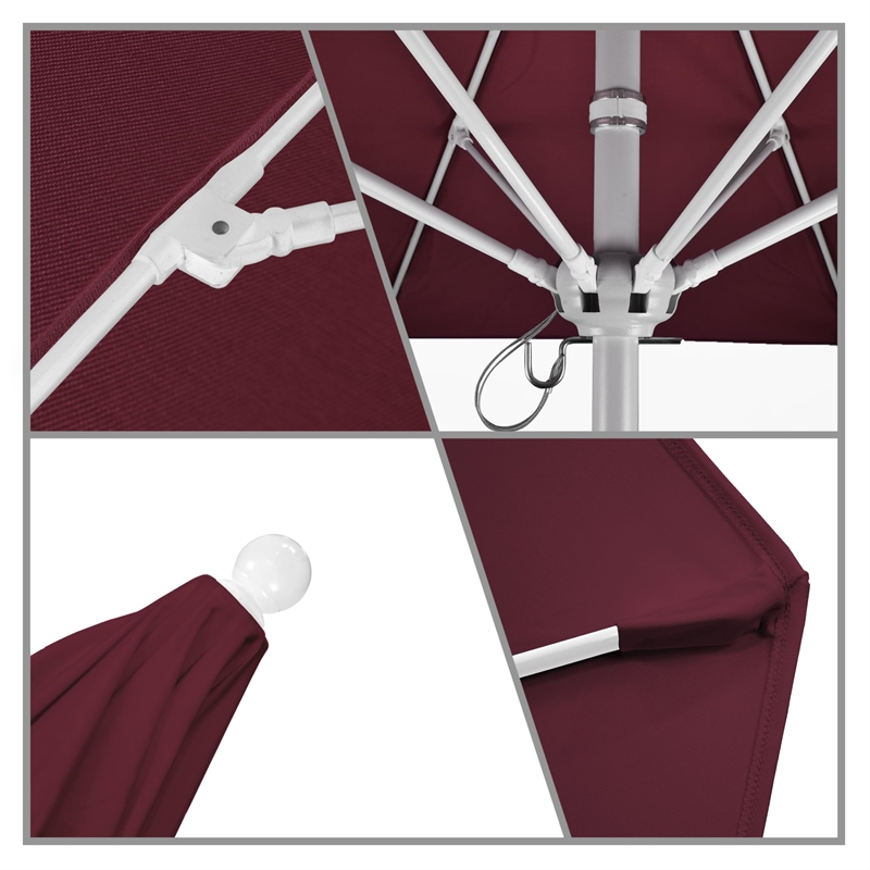 California Umbrella Venture 9' White Market Umbrella in Burgundy