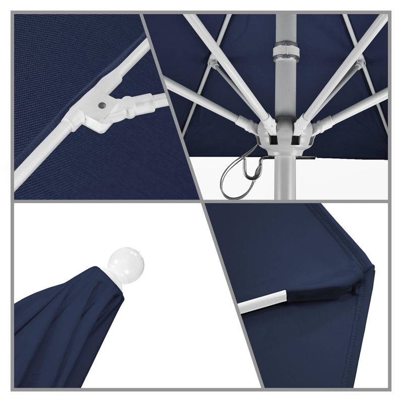 California Umbrella Venture 9' White Market Umbrella in Navy Blue