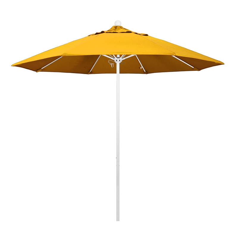 California Umbrella Venture 9' White Market Umbrella in Yellow
