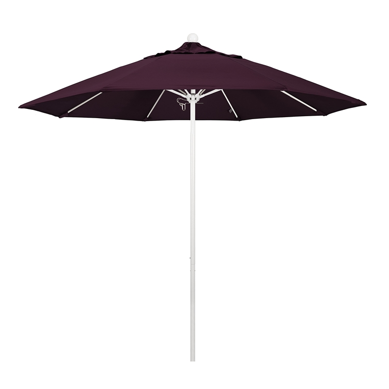 California Umbrella Venture 9' White Market Umbrella in Purple