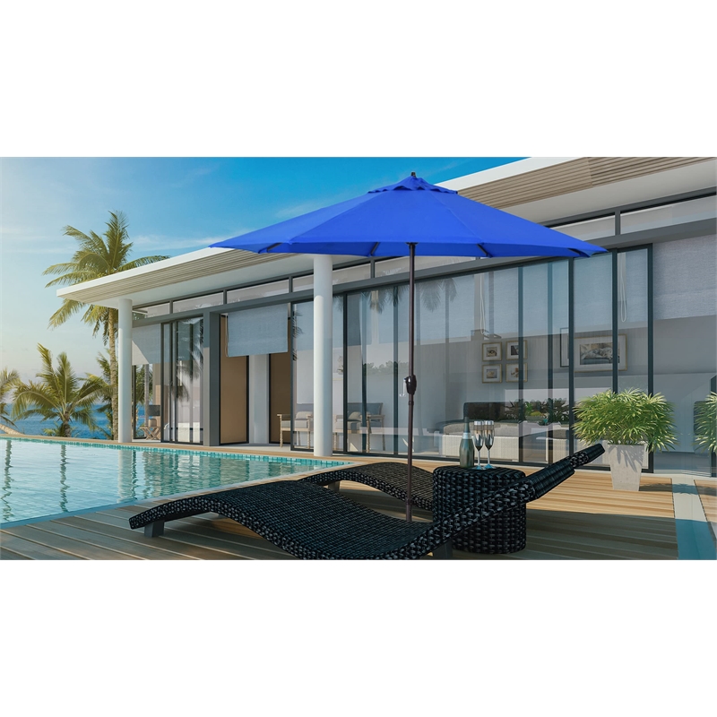 California Umbrella 9' Casa Patio Umbrella in Sun brella 1A Pacific Blue/Bronze