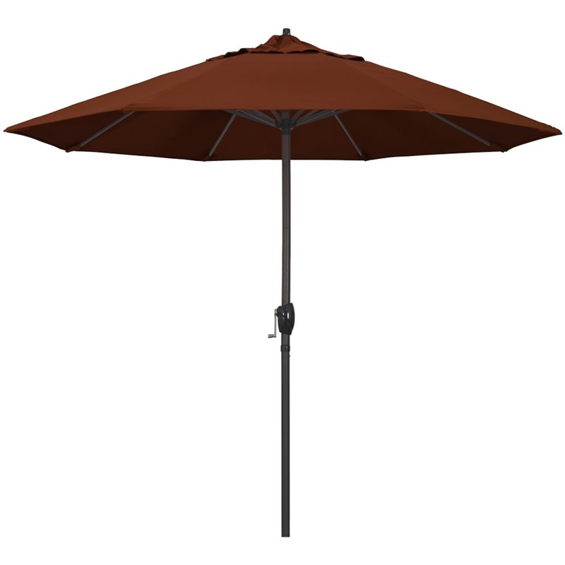 California Umbrella 9' Casa Olefin Tilt Crank Lift Patio Umbrella in Terracotta