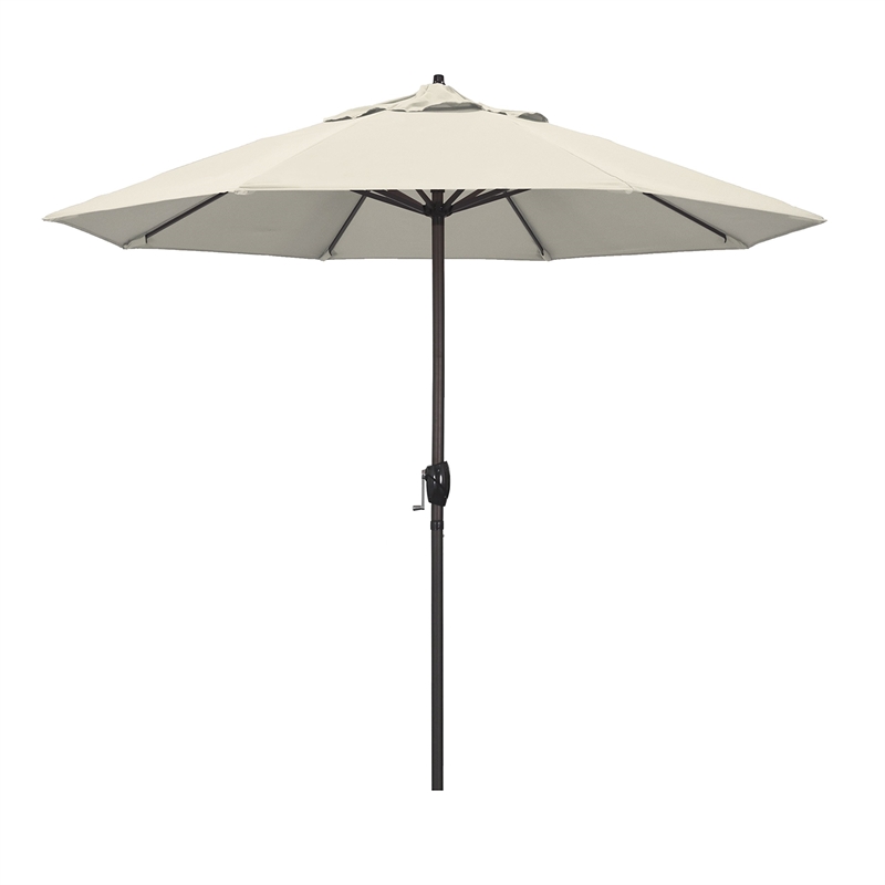 California Umbrella 9' Casa Olefin Tilt Crank Lift Patio Umbrella in Fern
