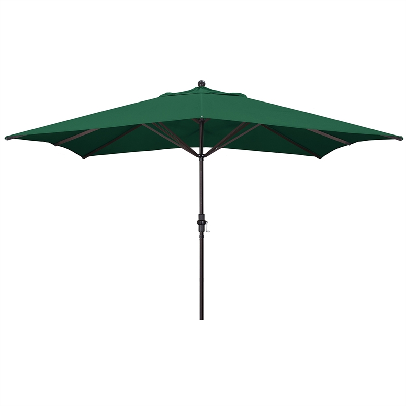 California Umbrella 11' Tahoe Series Patio Umbrella With Bronze Aluminum Pole Aluminum Ribs  Crank Lift With Sunbrella 1A Forest Green Fabric