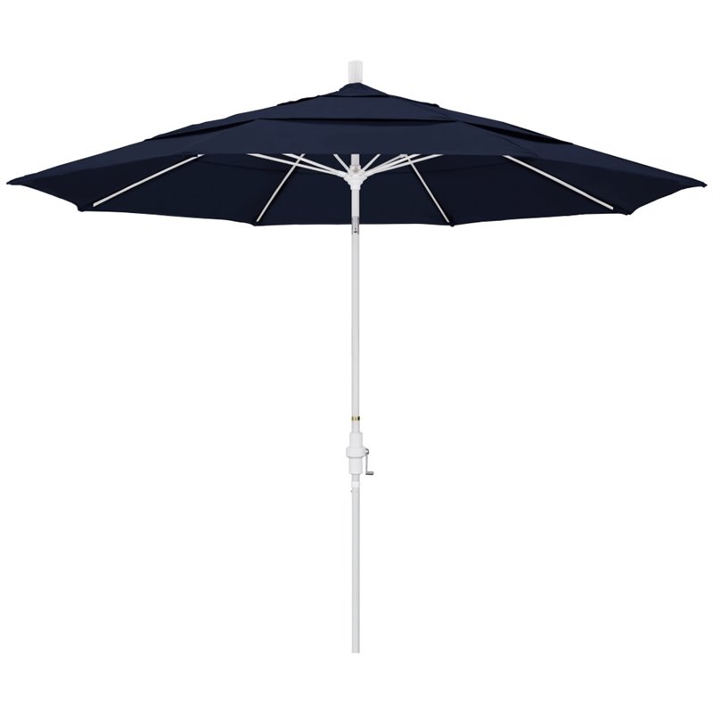 11′ Sun Master Patio Umbrella Collar Tilt Crank Lift – Sunbrella Navy – California Umbrella For Sale