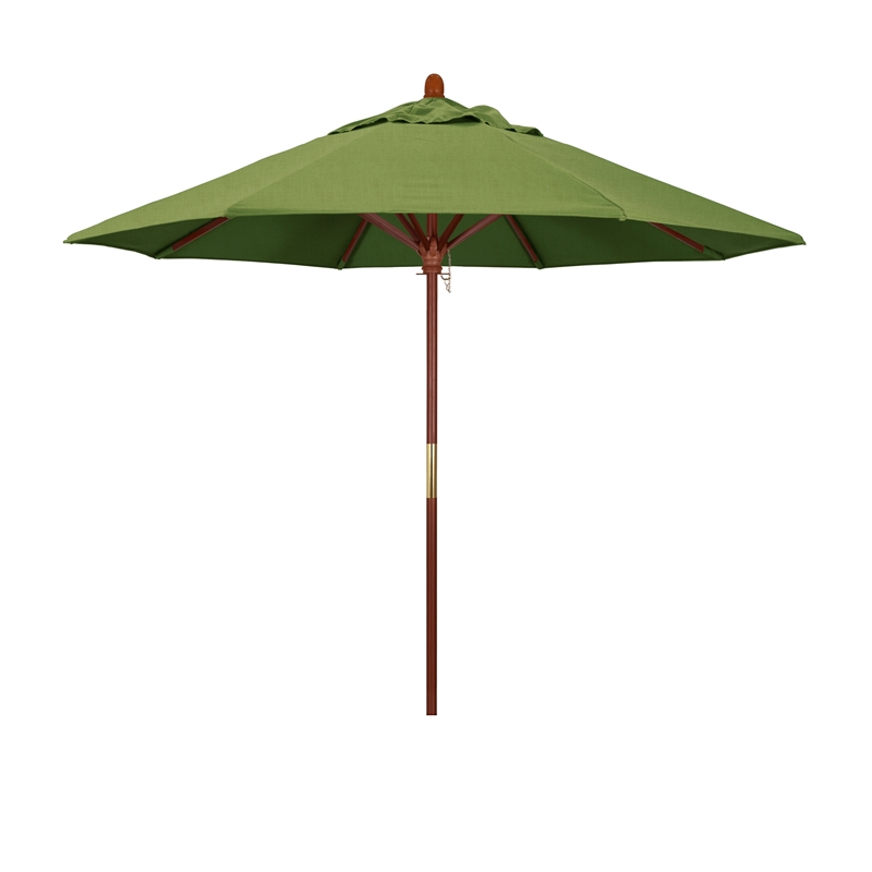 California Umbrella 9' Wood Pole Hardwood Ribs Push Lift in Spectrum Cilantro