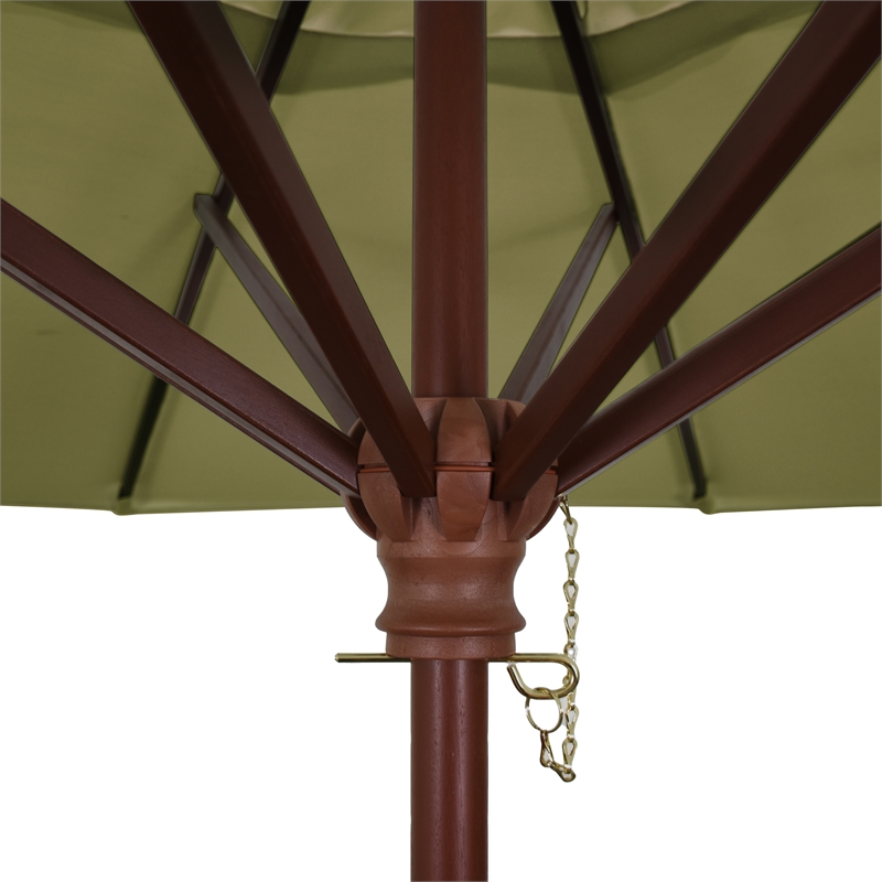 California Umbrella 9' Wood Pole Hardwood Ribs Push Lift in Spectrum Cilantro