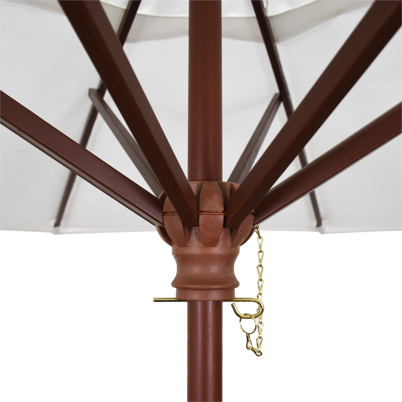 California Umbrella 9' Wood Pole Hardwood Ribs Push Lift in Natural