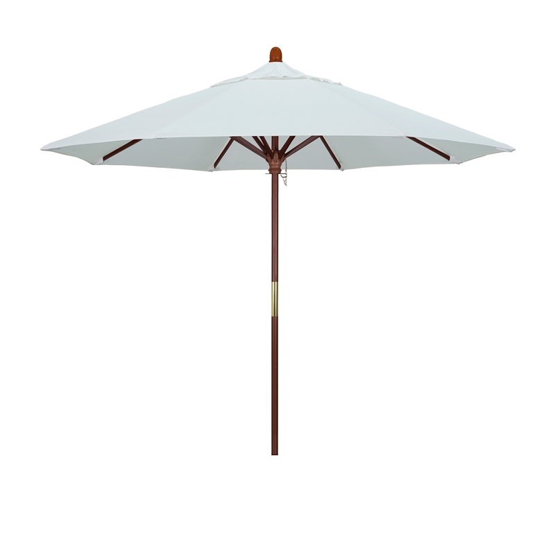 California Umbrella 9' Wood Pole Hardwood Ribs Push Lift in Natural