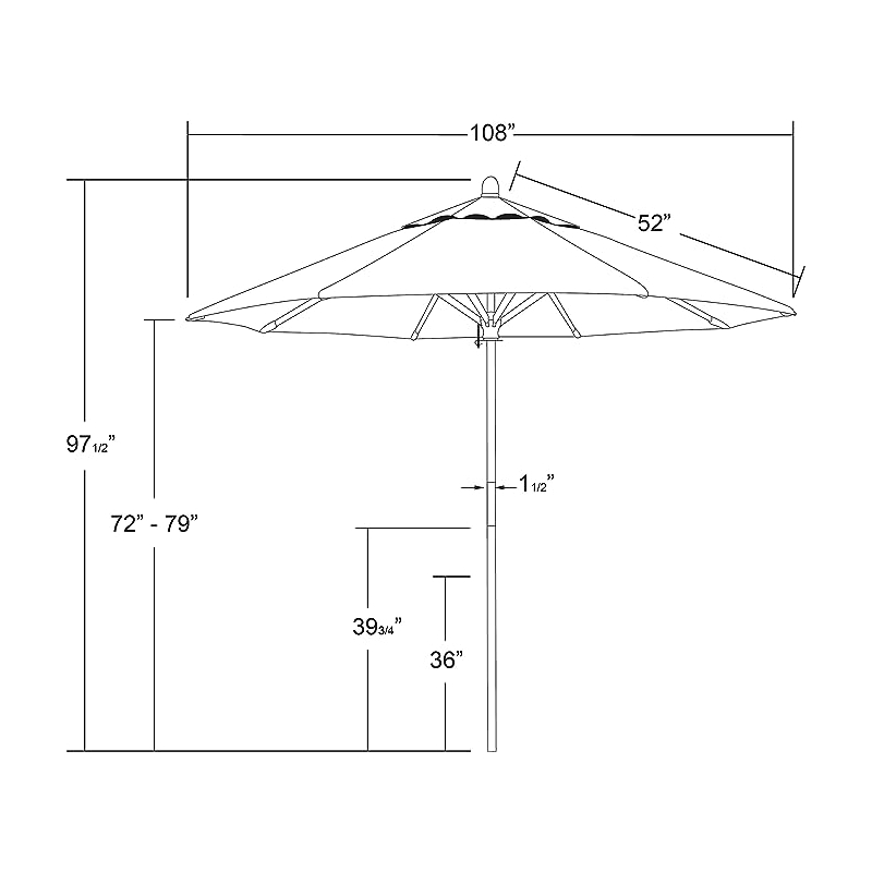 California Umbrella 9' Grove Series Patio Umbrella 1A Forest Green Fabric