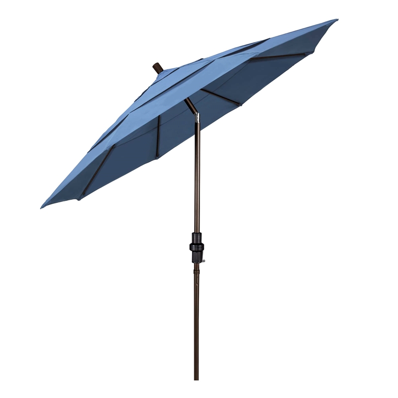 California Umbrella 11' Patio Umbrella in Olefin Frost Blue/Bronze