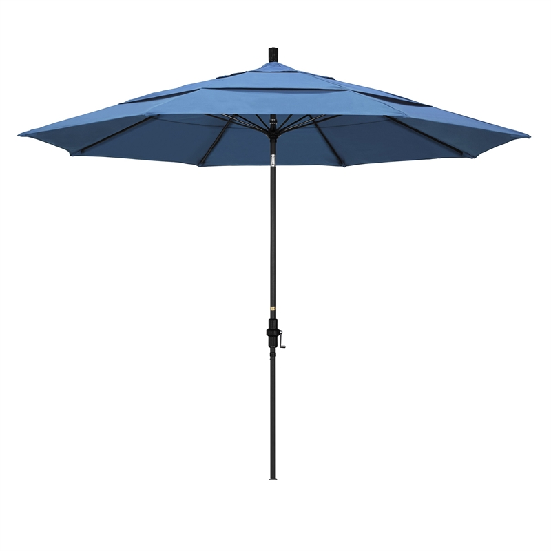 California Umbrella 11' Patio Umbrella in Olefin Frost Blue/Matted Black