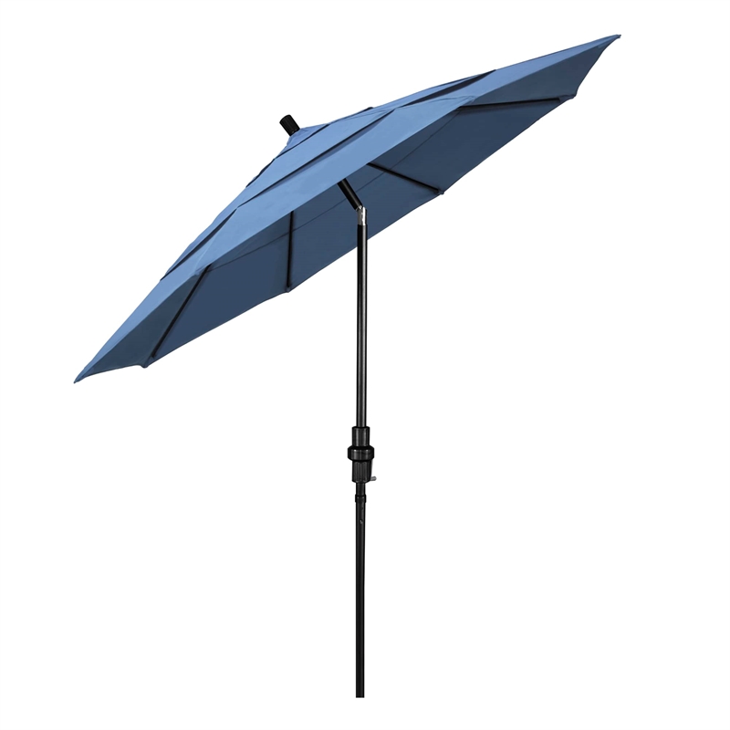 California Umbrella 11' Patio Umbrella in Olefin Frost Blue/Matted Black