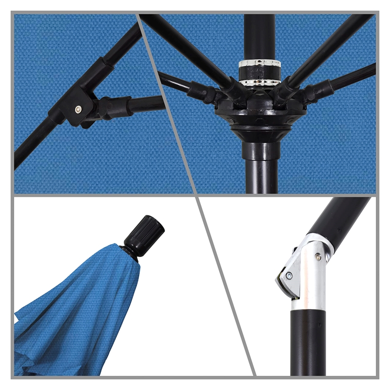 California Umbrella 11' Patio Umbrella in Olefin Frost Blue/Matted Black