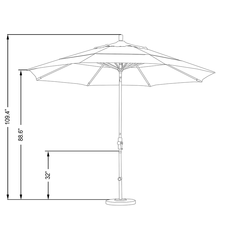 California Umbrella 11' Patio Umbrella in Black