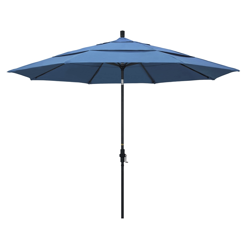 California Umbrella 11' Patio Umbrella in Olefin Frost Blue/Stone Black