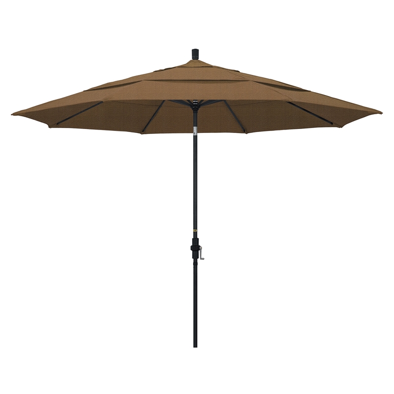 California Umbrella 11' Patio Umbrella in Olefin Woven Sesame/Stone Black