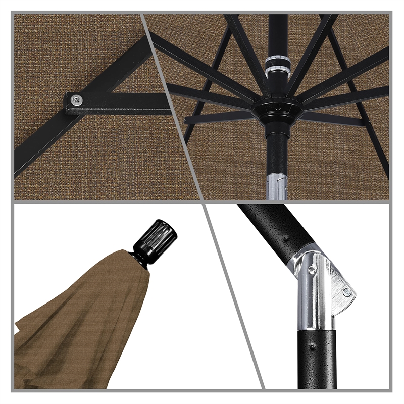 California Umbrella 11' Patio Umbrella in Olefin Woven Sesame/Stone Black