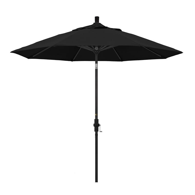 California Umbrella 9' Patio Umbrella in Sun brella 1A Black/Stone Black