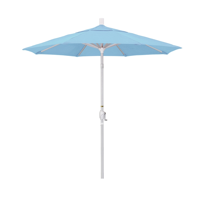 California Umbrella 7.5' Patio Umbrella in Sun brella Air Blue/Matted White