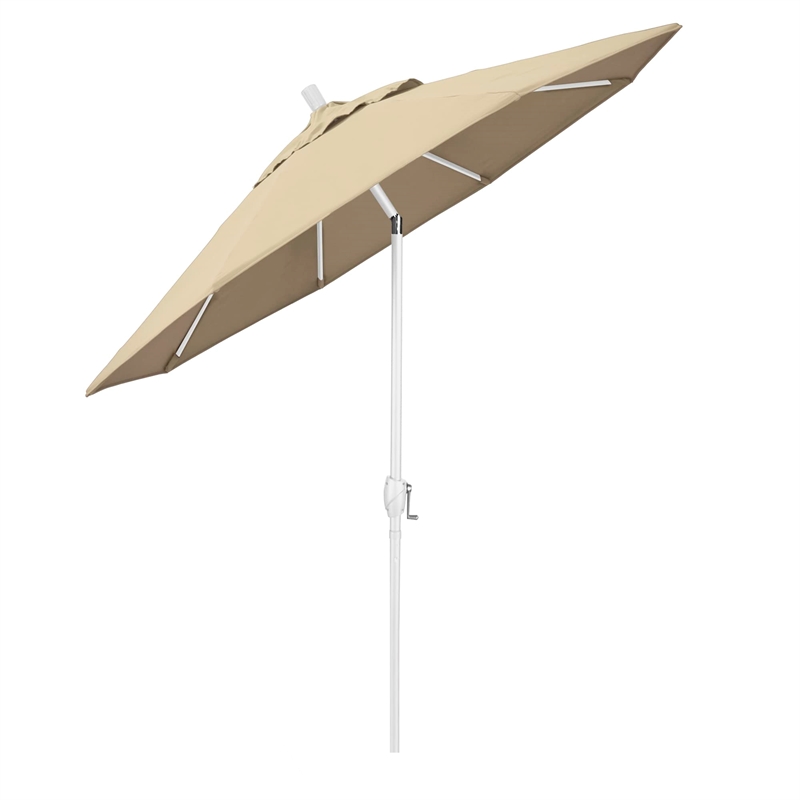 California Umbrella 7.5' Patio Umbrella in Sun brella Antique Beige/Matted White