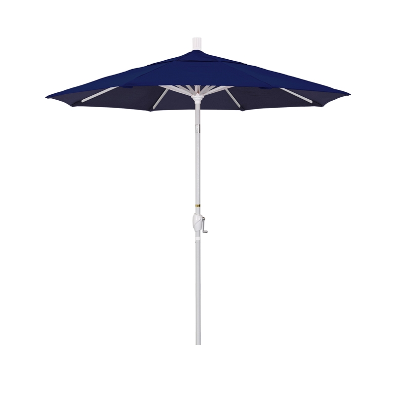 California Umbrella 7.5' Patio Umbrella in Sun brella Navy Blue/Matted White
