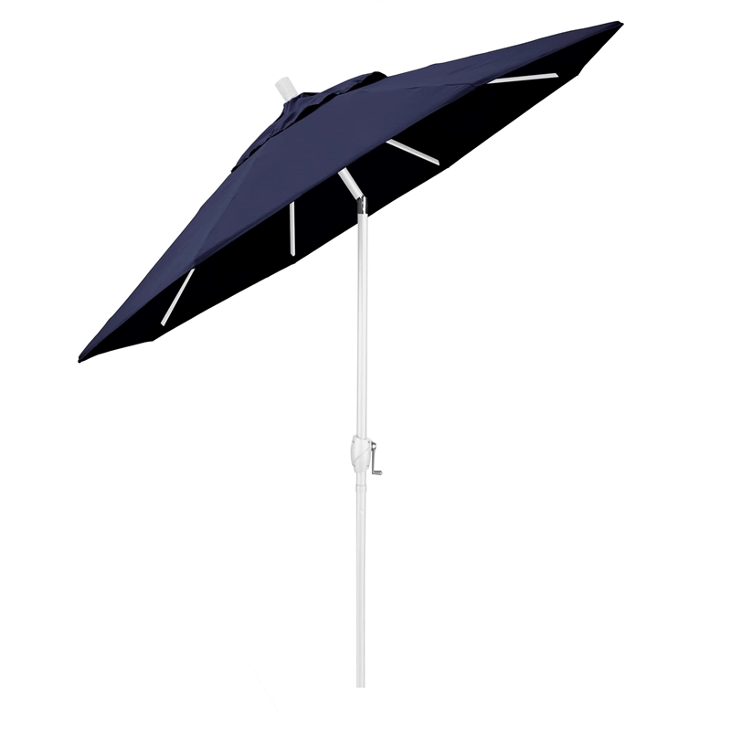 California Umbrella 7.5' Patio Umbrella in Sun brella Navy Blue/Matted White