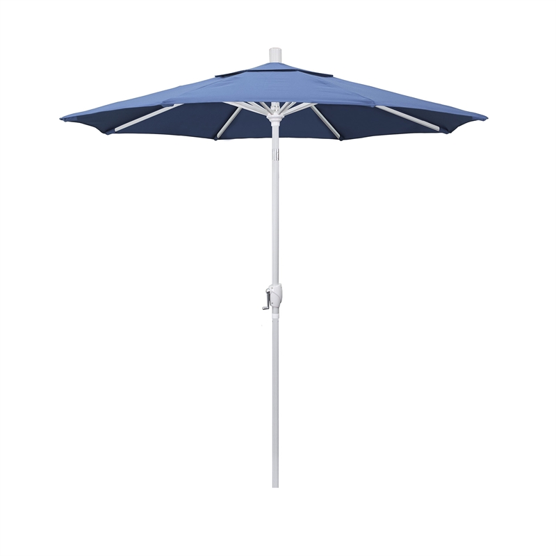 California Umbrella 7.5' Patio Umbrella in Olefin Frost Blue/Matted White