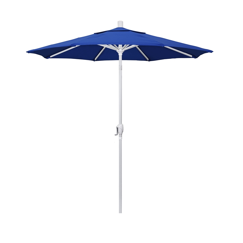 California Umbrella 7.5' Patio Umbrella in Pacifica Pacific Blue/Matted White