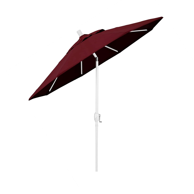 California Umbrella 7.5' Patio Umbrella in Pacifica Burgundy/Matted White